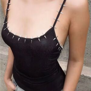 Black Spiked Women's Top